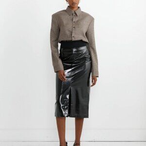 Tibi Glossed Jersey Pencil Skirt